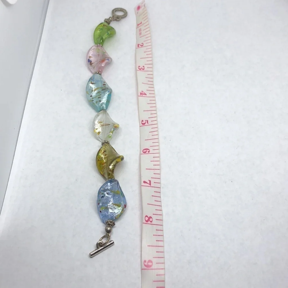 ARTISAN made curled art glass statement bracelet